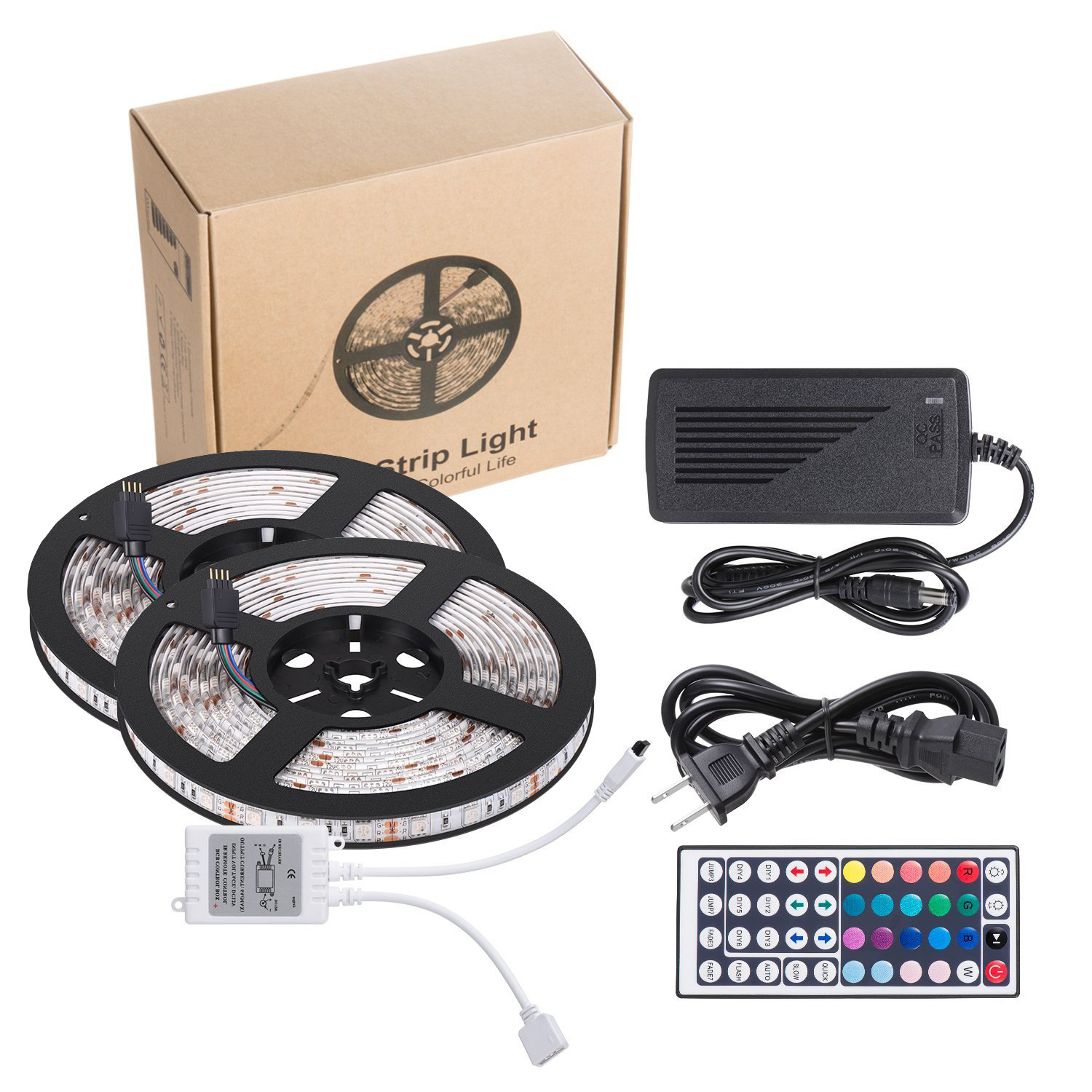 Buy 5050 LED RGB light x2 strips online through Amazon (includes Prime)